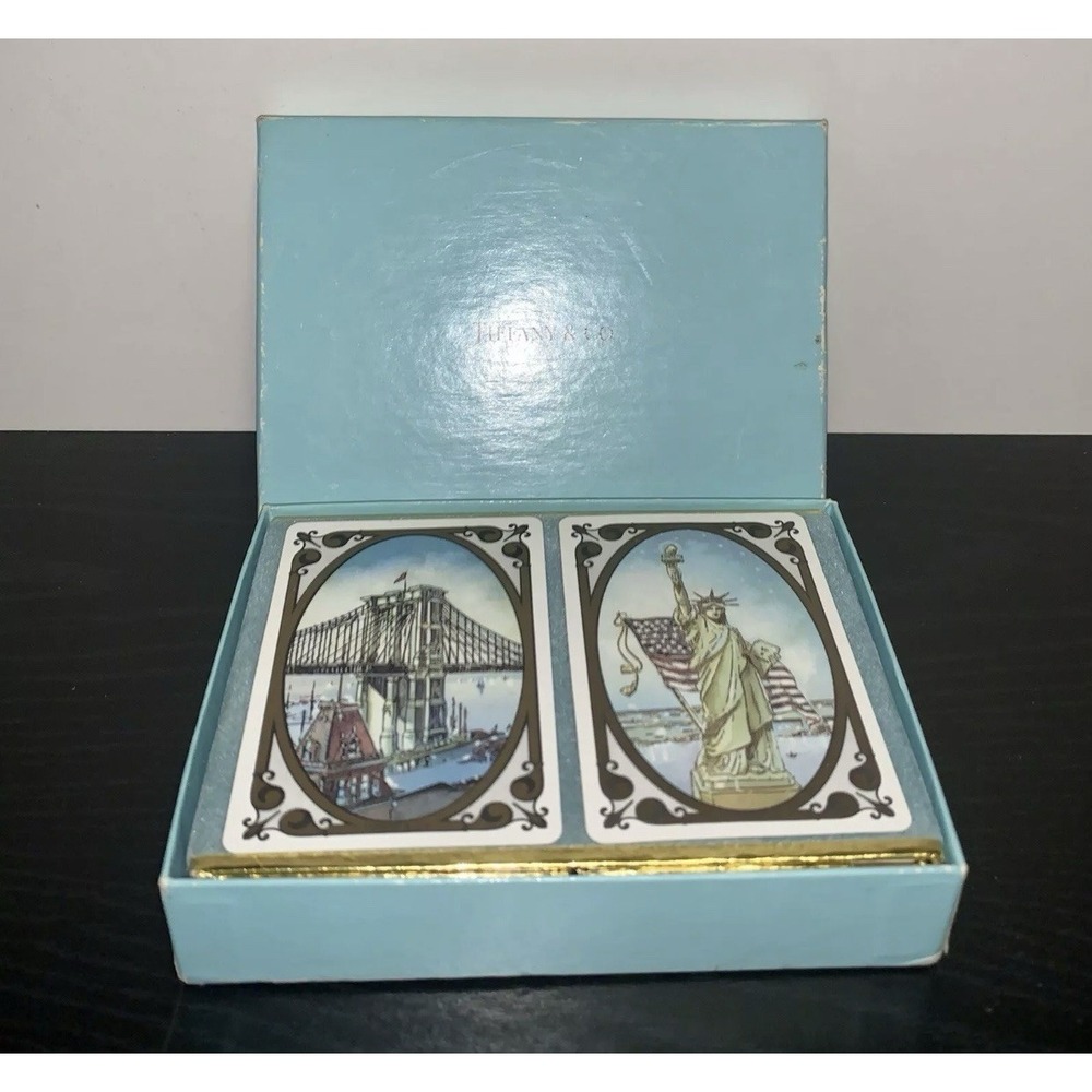 Vintage Tiffany & Co Double Decks of Playing Cards Statue Liberty